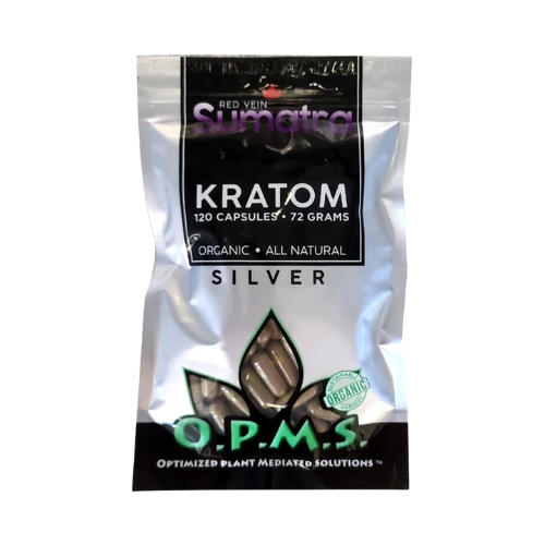 OPMS Kratom Silver Caps 120CT - Red Sumatra - 8449