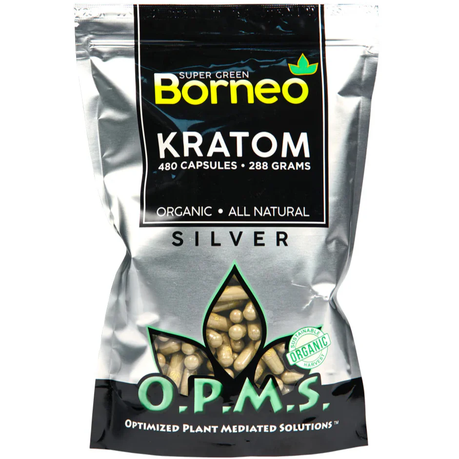 OPMS Kratom Silver Caps 480CT - SP Green Borneo - 8439