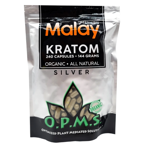 OPMS Kratom Silver Caps 240CT - Malay - 8444