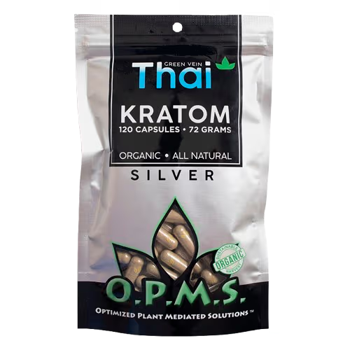 OPMS Kratom Silver Caps 60CT - Green V. Thai - 8458