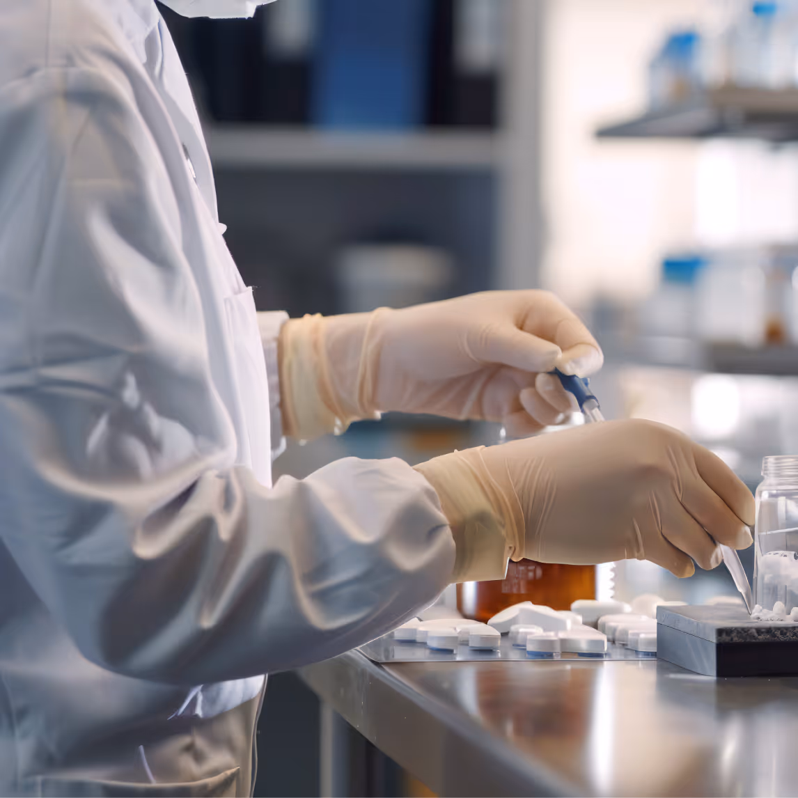 compound lab tech making a compound