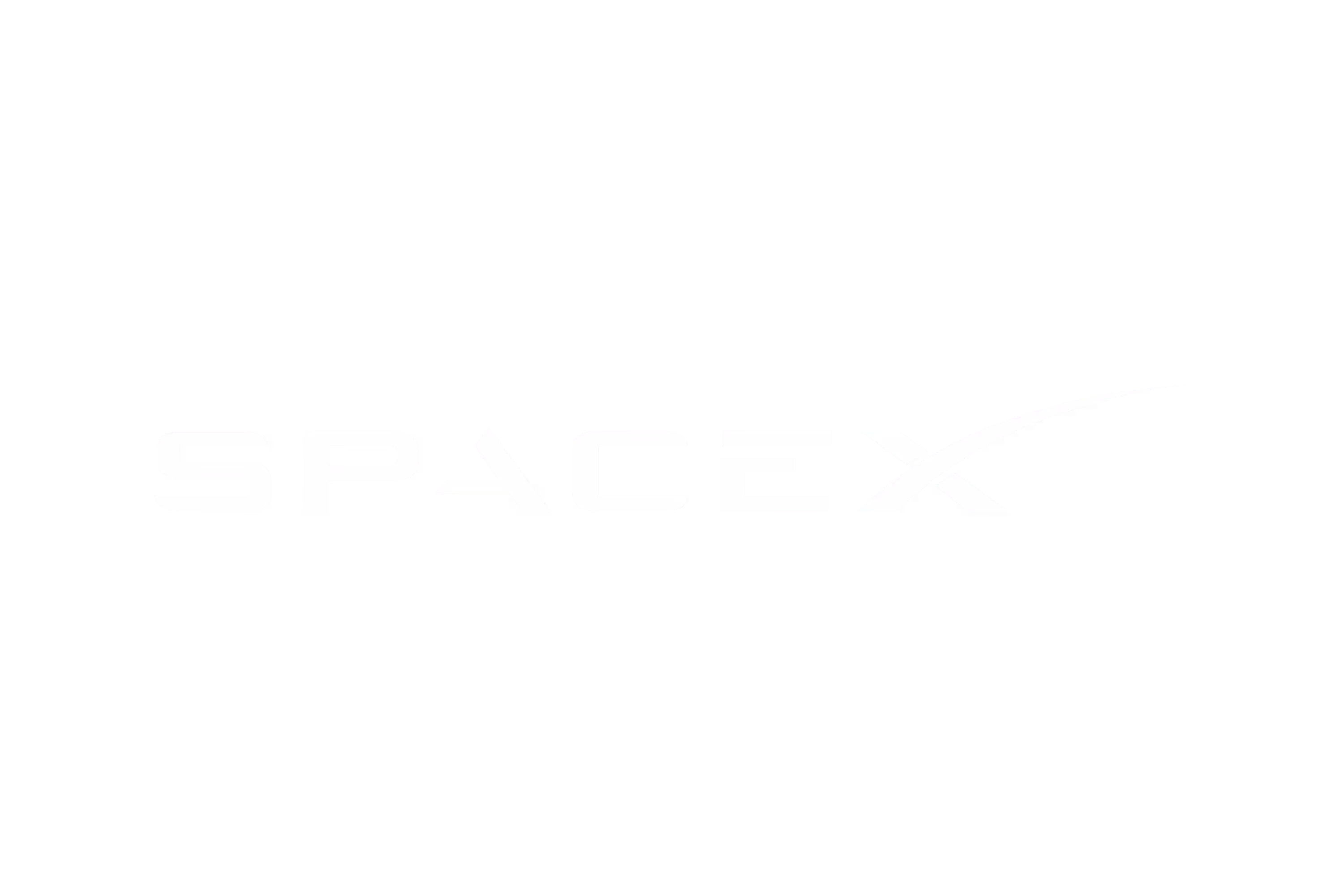 SpaceX logo in white text against a black background, with a sweeping arc extending from the letter "X" to suggest motion and space travel.