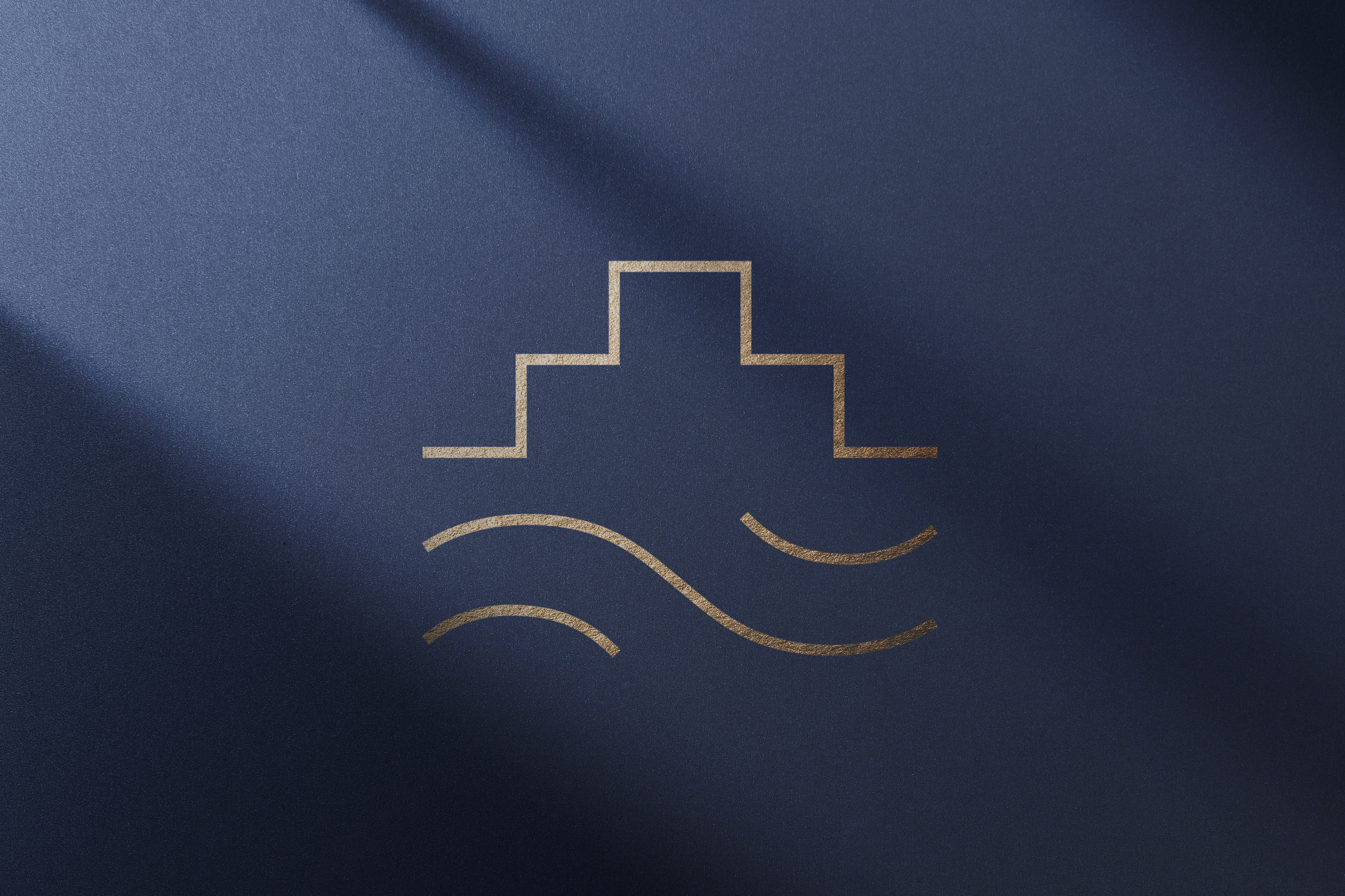 Riverbank luxury apartments metallic logo design by Sabato Design