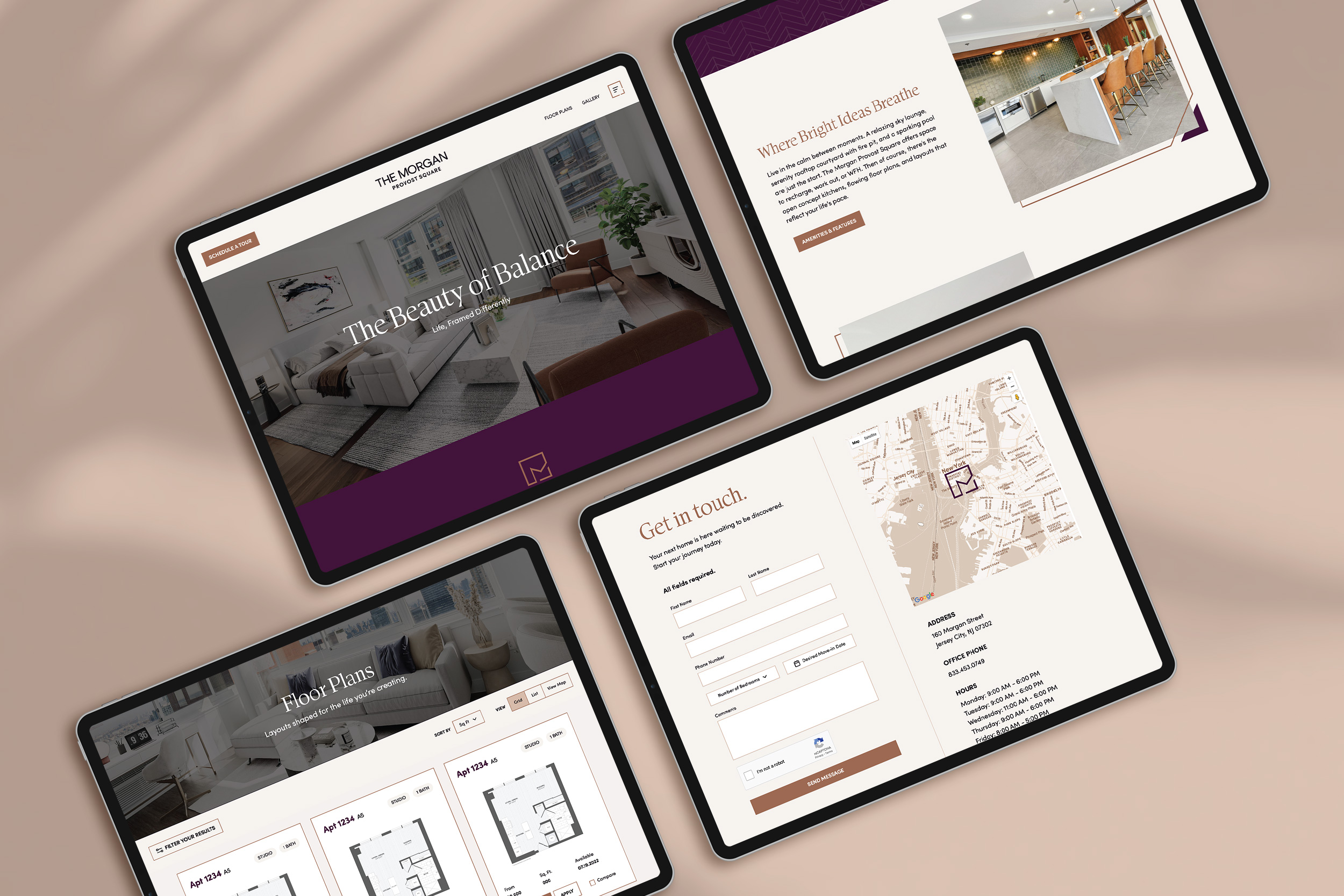The Morgan Provost Square website design shown on tablet by Sabato Design