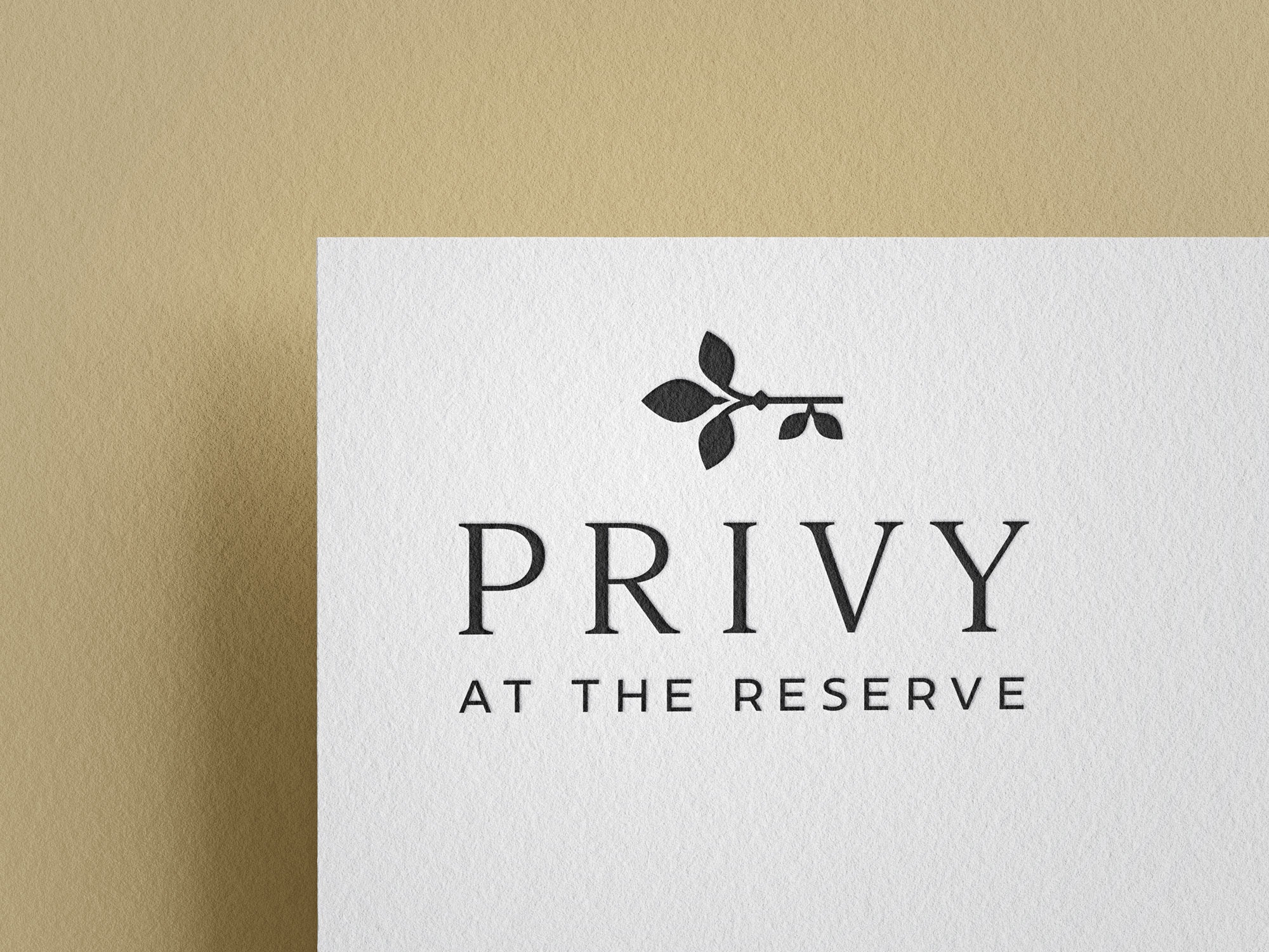 Privy at The Reserve logo design mockup by Sabato Design