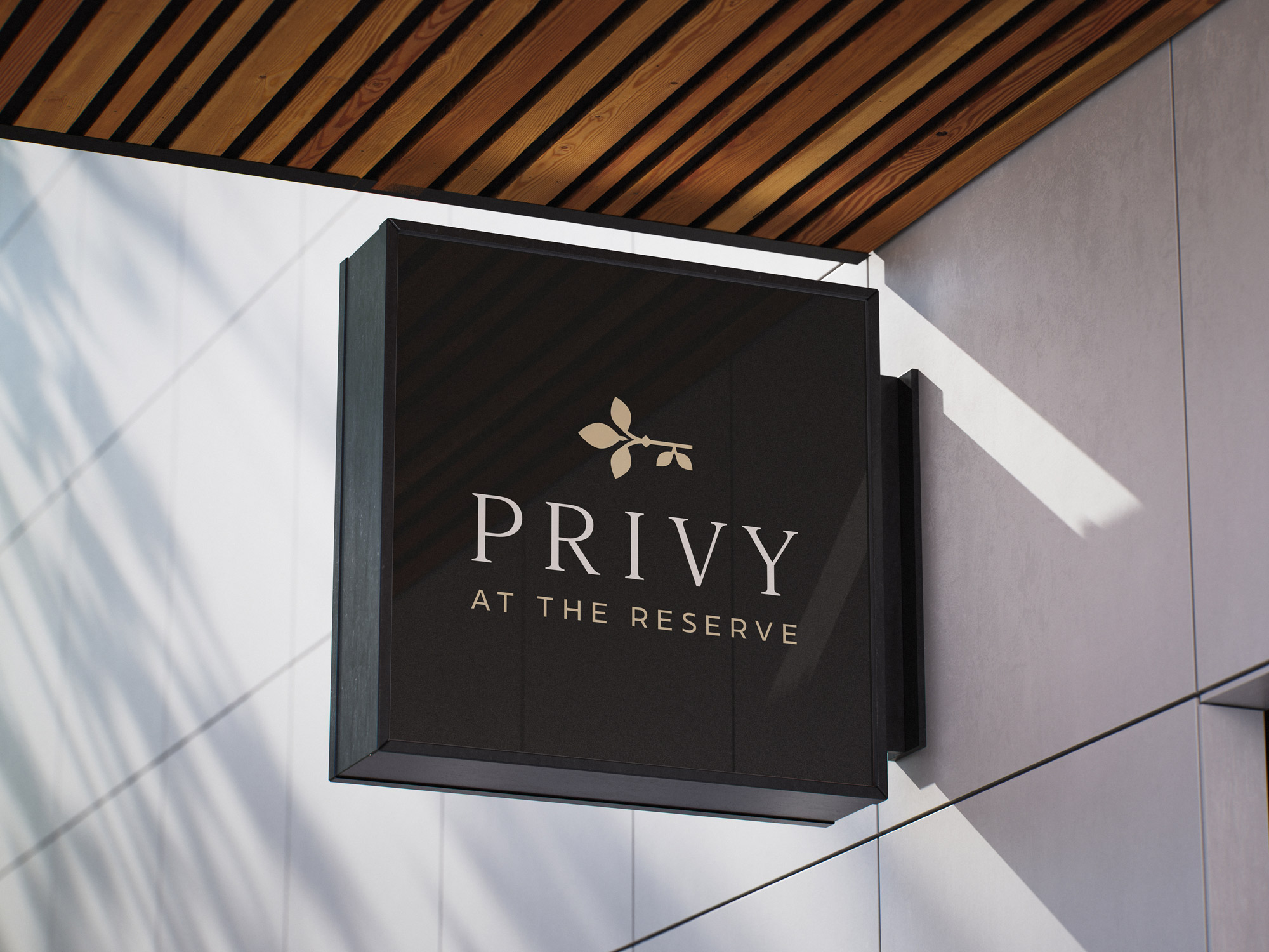 Privy at The Reserve signage mockup by Sabato Design