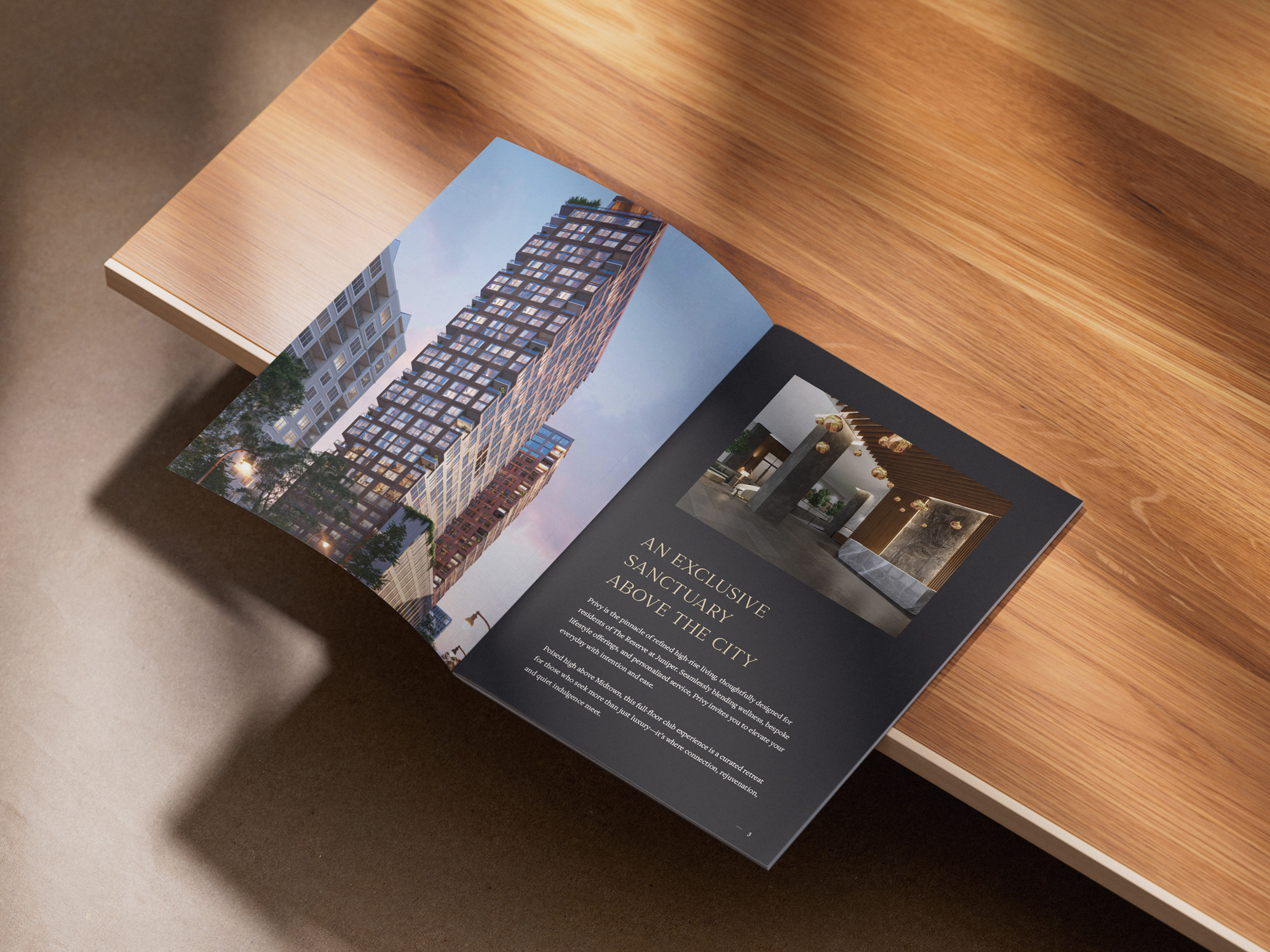 Privy at The Reserve brochure interior spread by Sabato Design