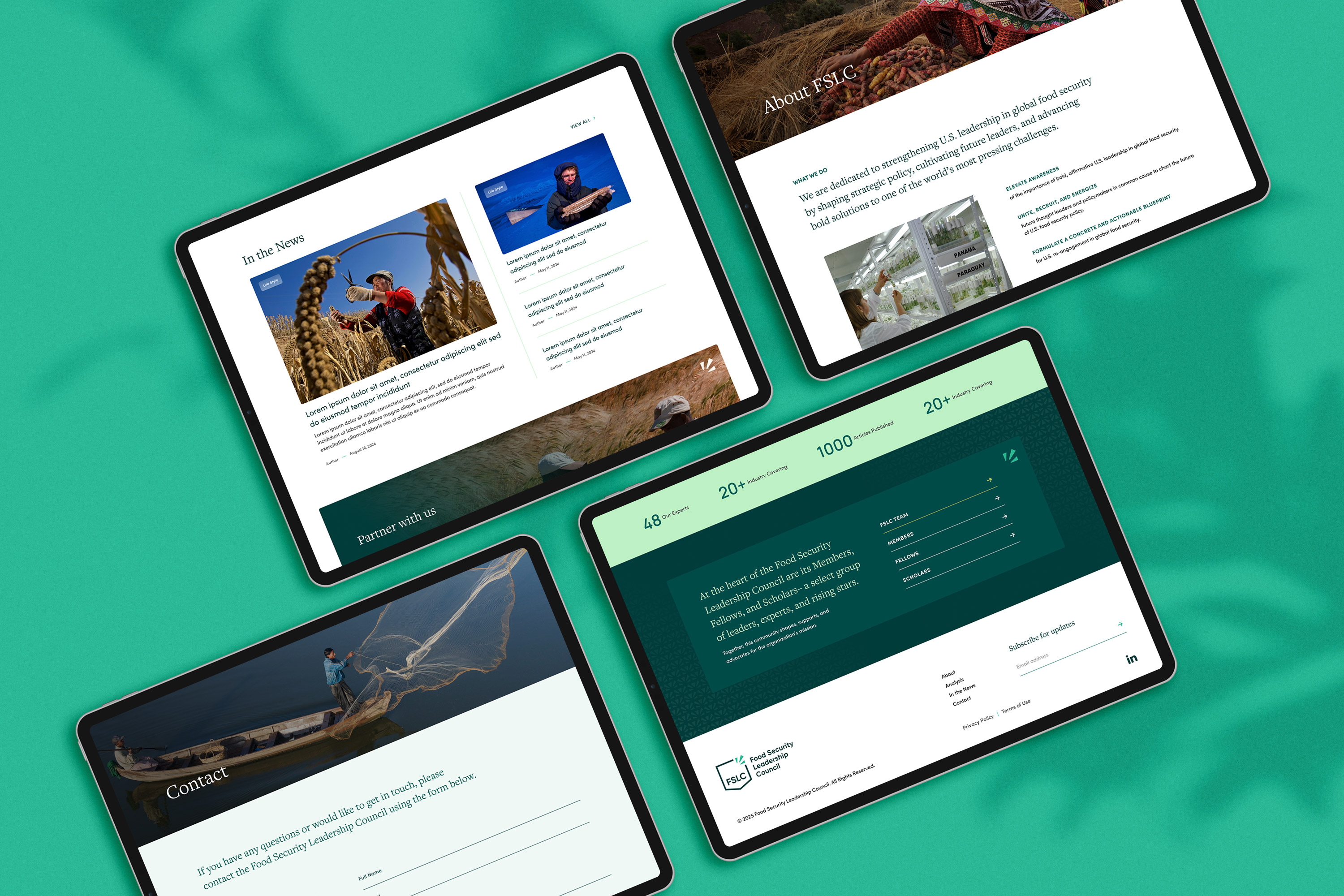 FSLC website design shown on tablet by Sabato Design