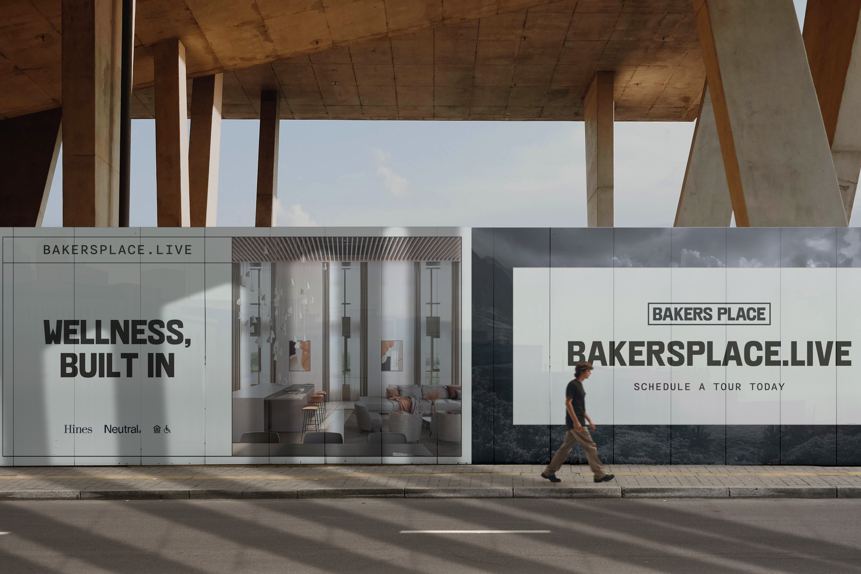 Bakers Place construction fence banner by Sabato Design