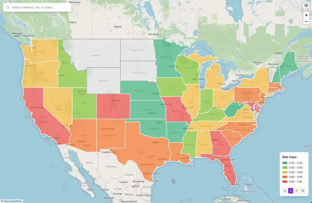 Risk Index showing where road risk concentrates