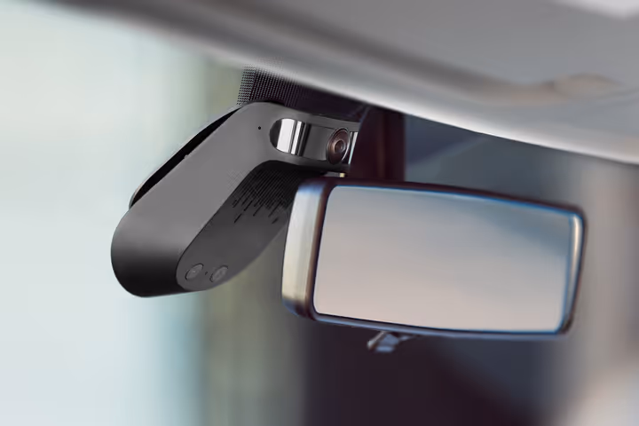 Nauto device mounted on a windshield, second view