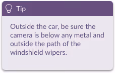 Recommended mounting zone on the windshield