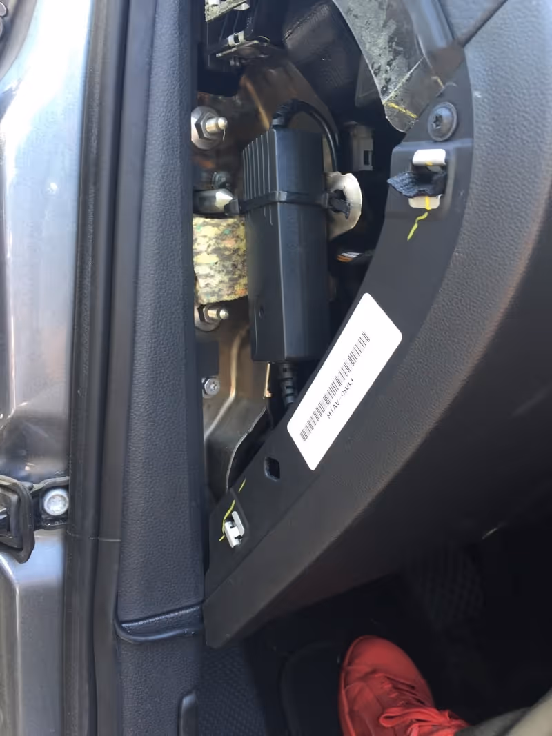DC/DC converter secured to the metal frame with a zip-tie