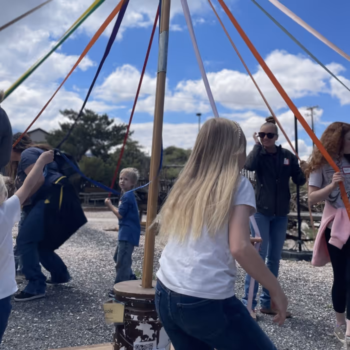 group of kids playing outside. 