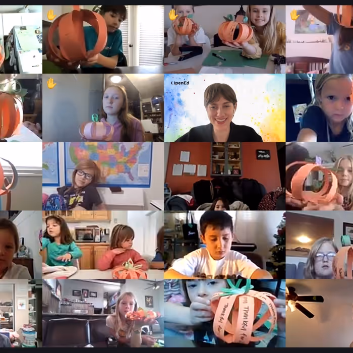 Zoom workshop with kids making crafts. 