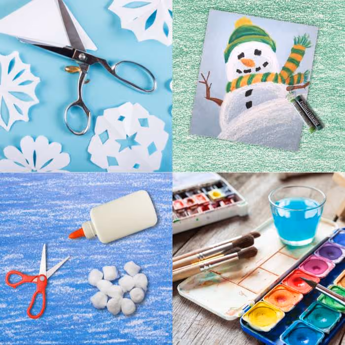 Handmade winter crafts and painting. 