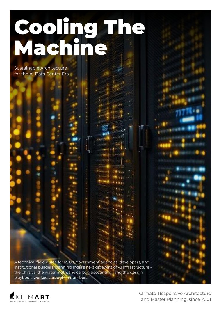 Cooling the Machine ebook cover — klimArt technical field guide on sustainable architecture for the AI data center era