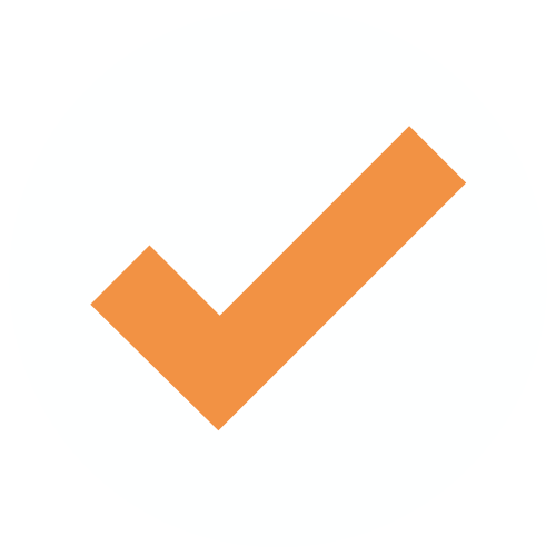 Orange Check symbol in white circle