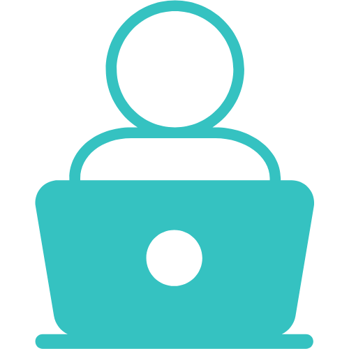 Icon of Person sitting in front of a notebook