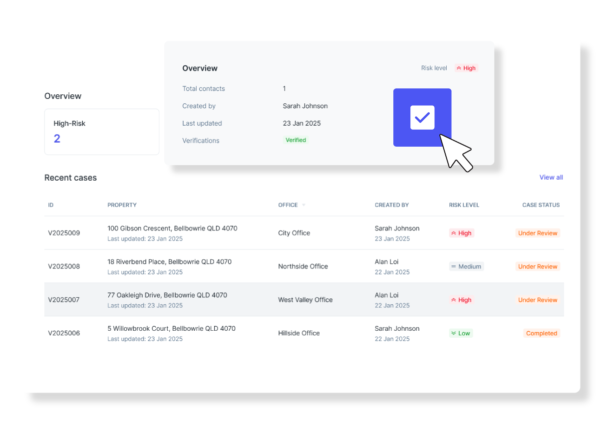 Reapit Verify Dashboard