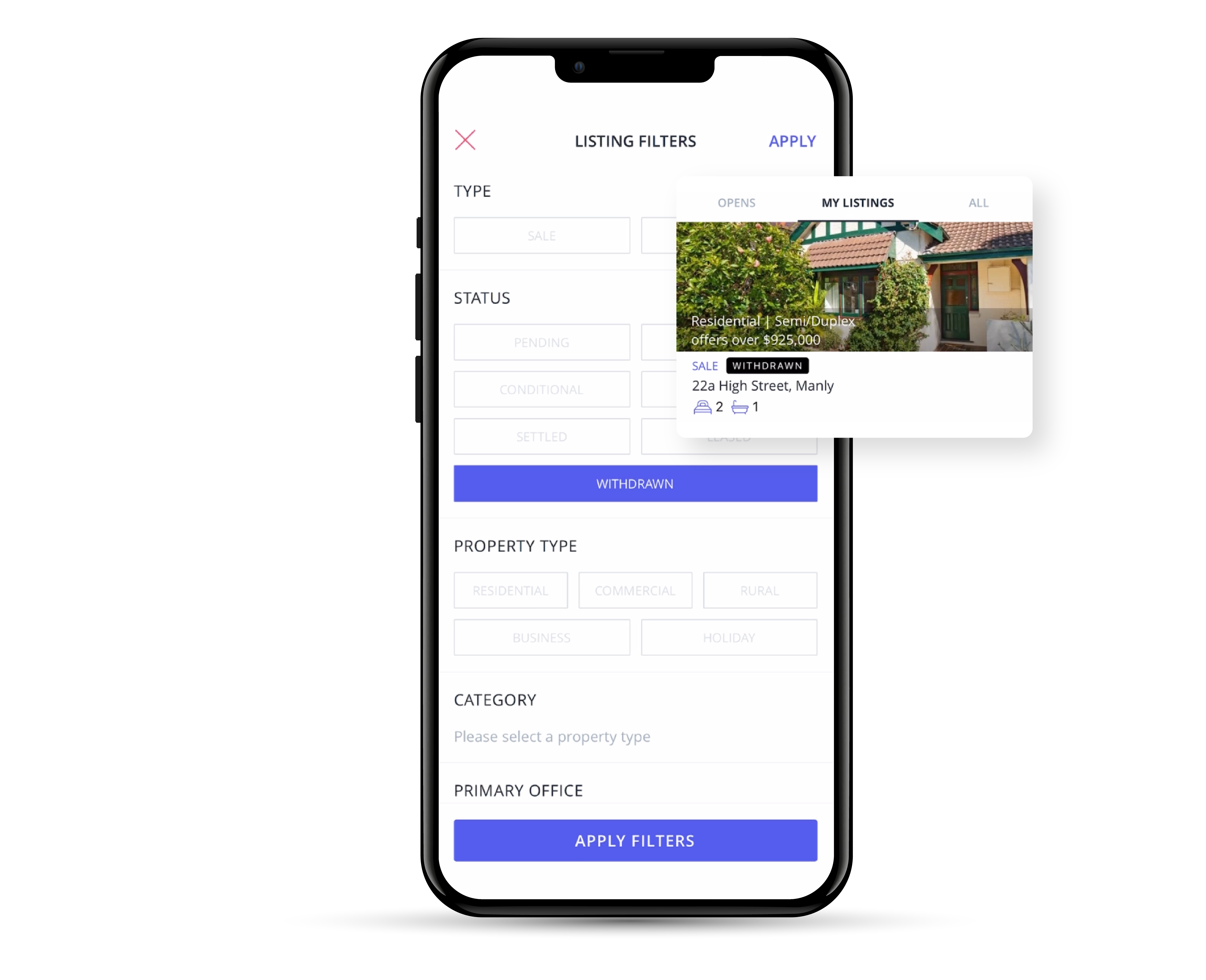 Access withdrawn listing on Reapit Sales Mobile App