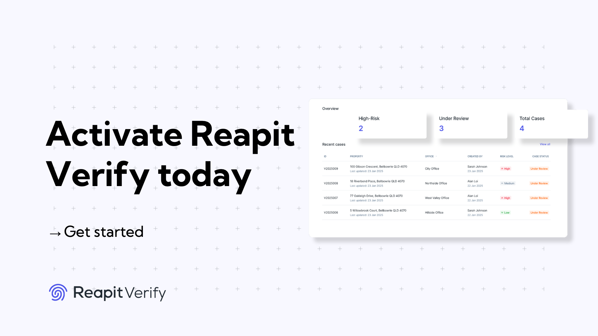 Schedule your start with Reapit Verify