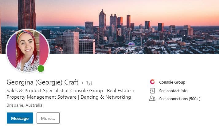 optimised Georgie Craft LinkedIn profile page