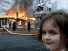 Girl fire house smiling