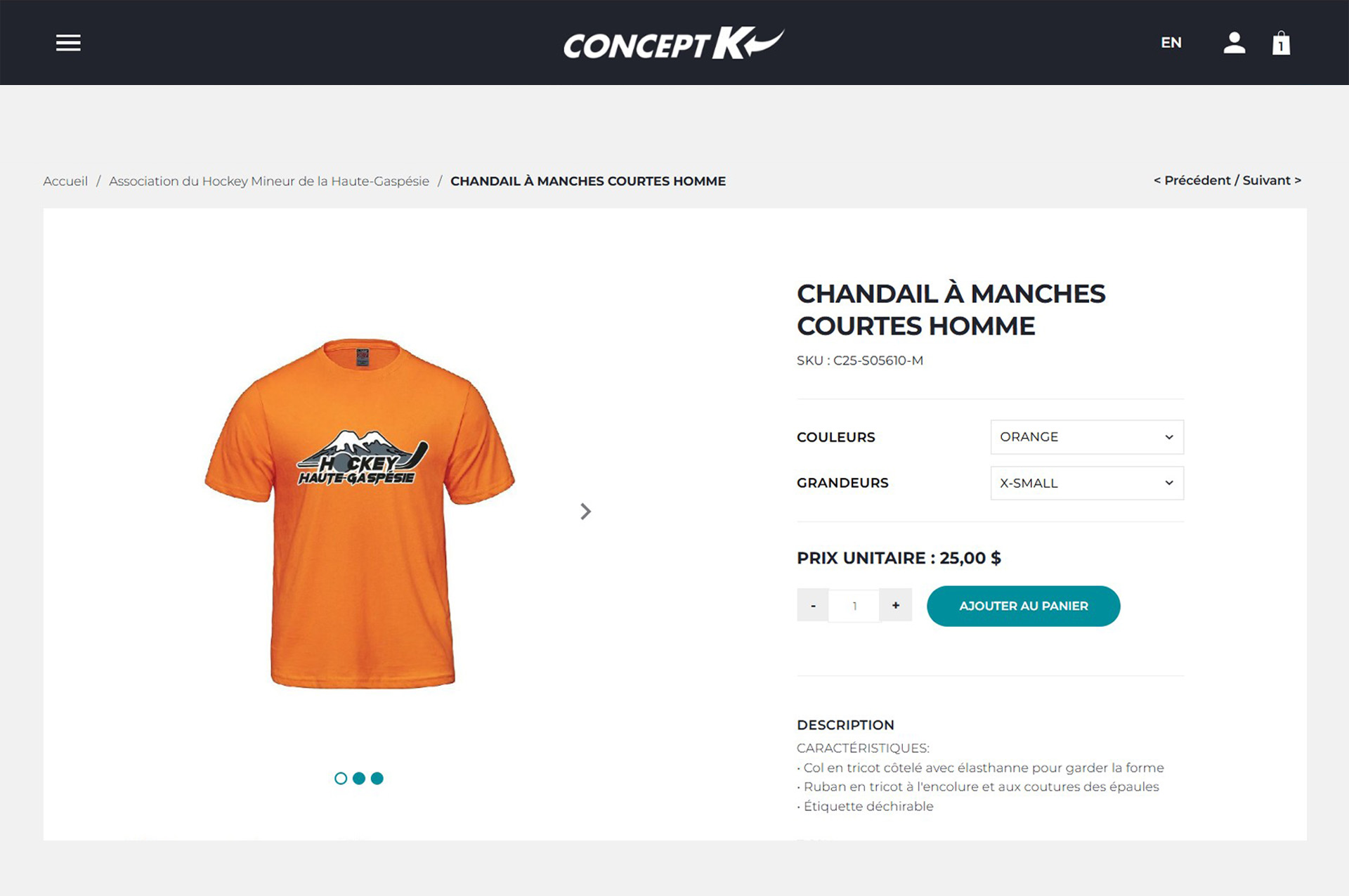 Boutique en ligne exemple d'article