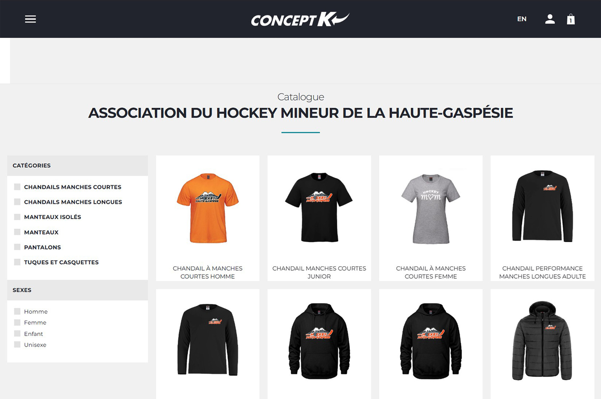 Boutique en ligne exemple de page d'accueil