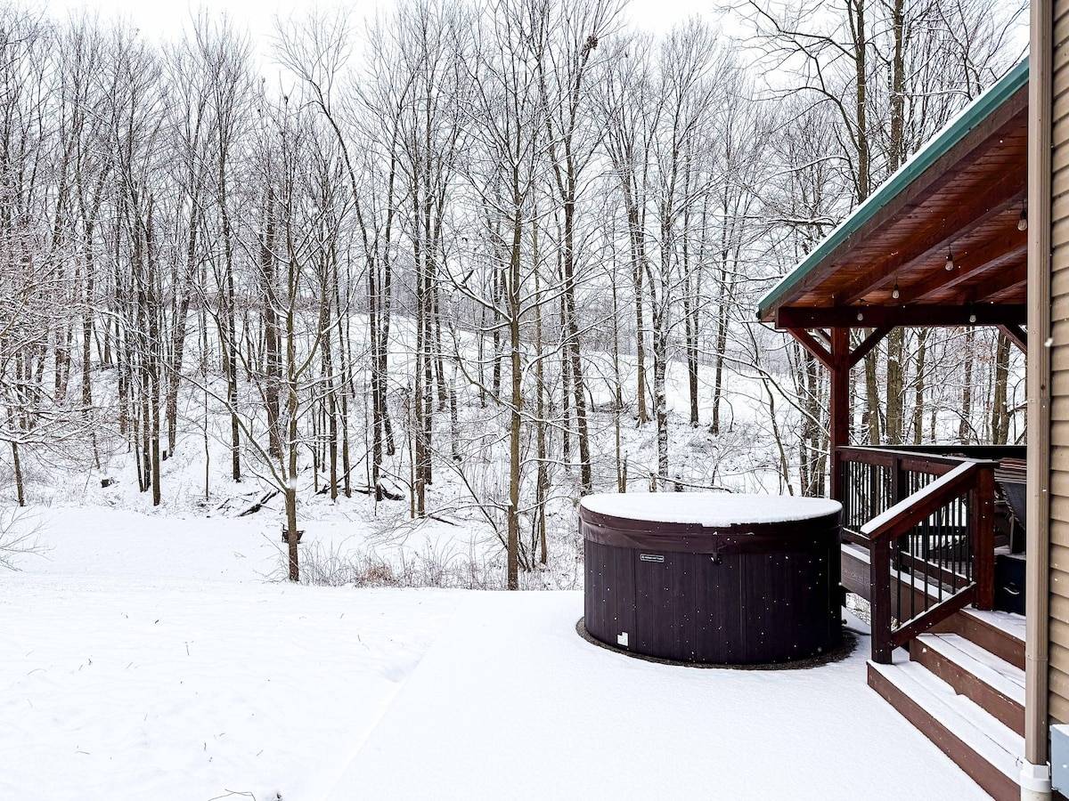Hot tub during a winter snowfall