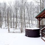 Hot tub during a winter snowfall
