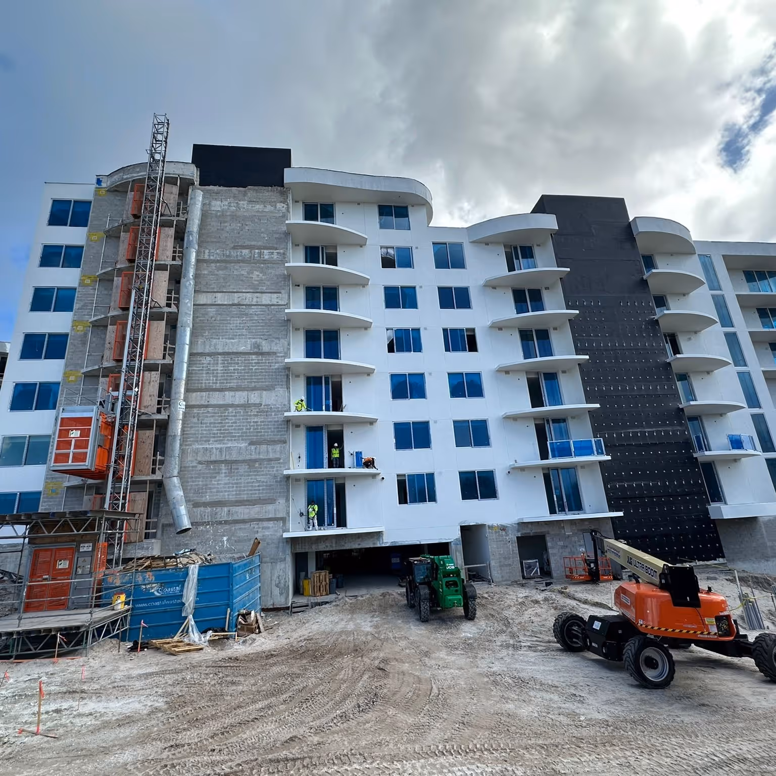 condo exterior being painted