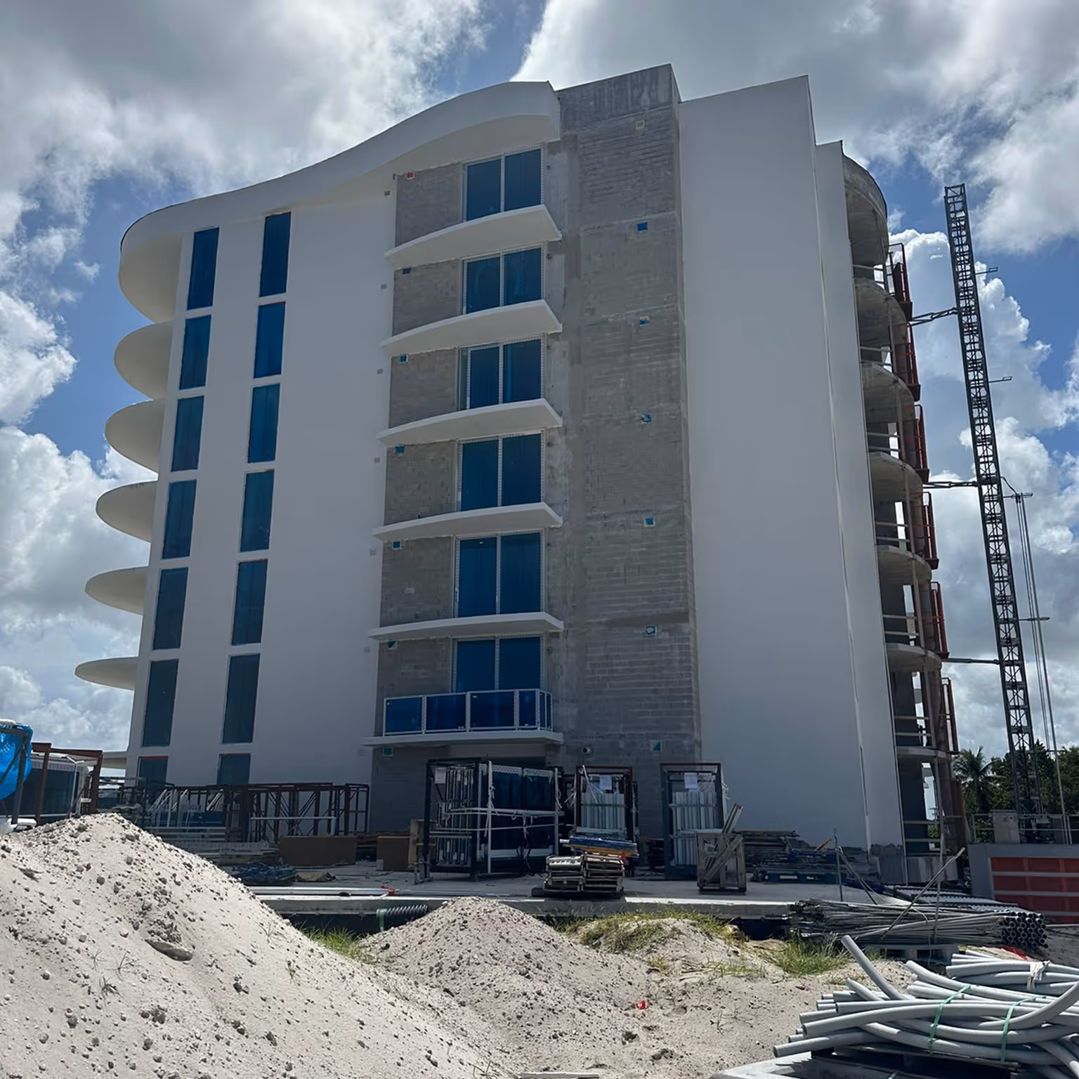 condo exterior being painted