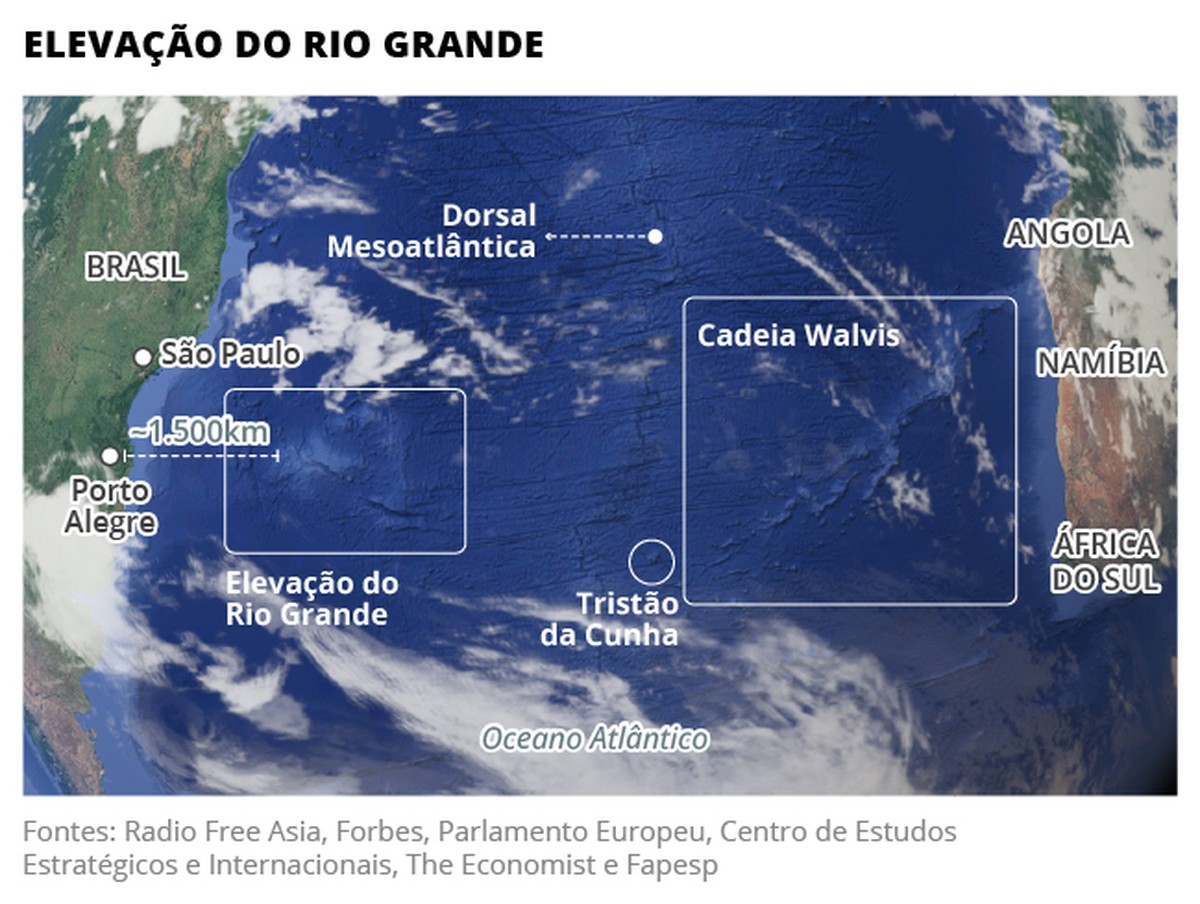 Brasil busca reconhecimento da Elevação do Rio Grande como parte de sua plataforma continental para exploração mineral