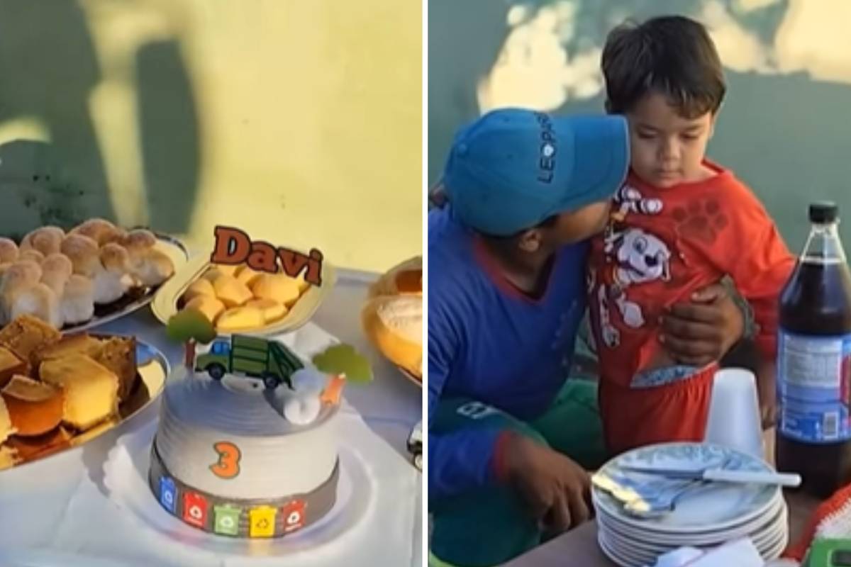 Menino homenageia garis em seu aniversário com café da manhã especial em Padre Bernardo, Goiás