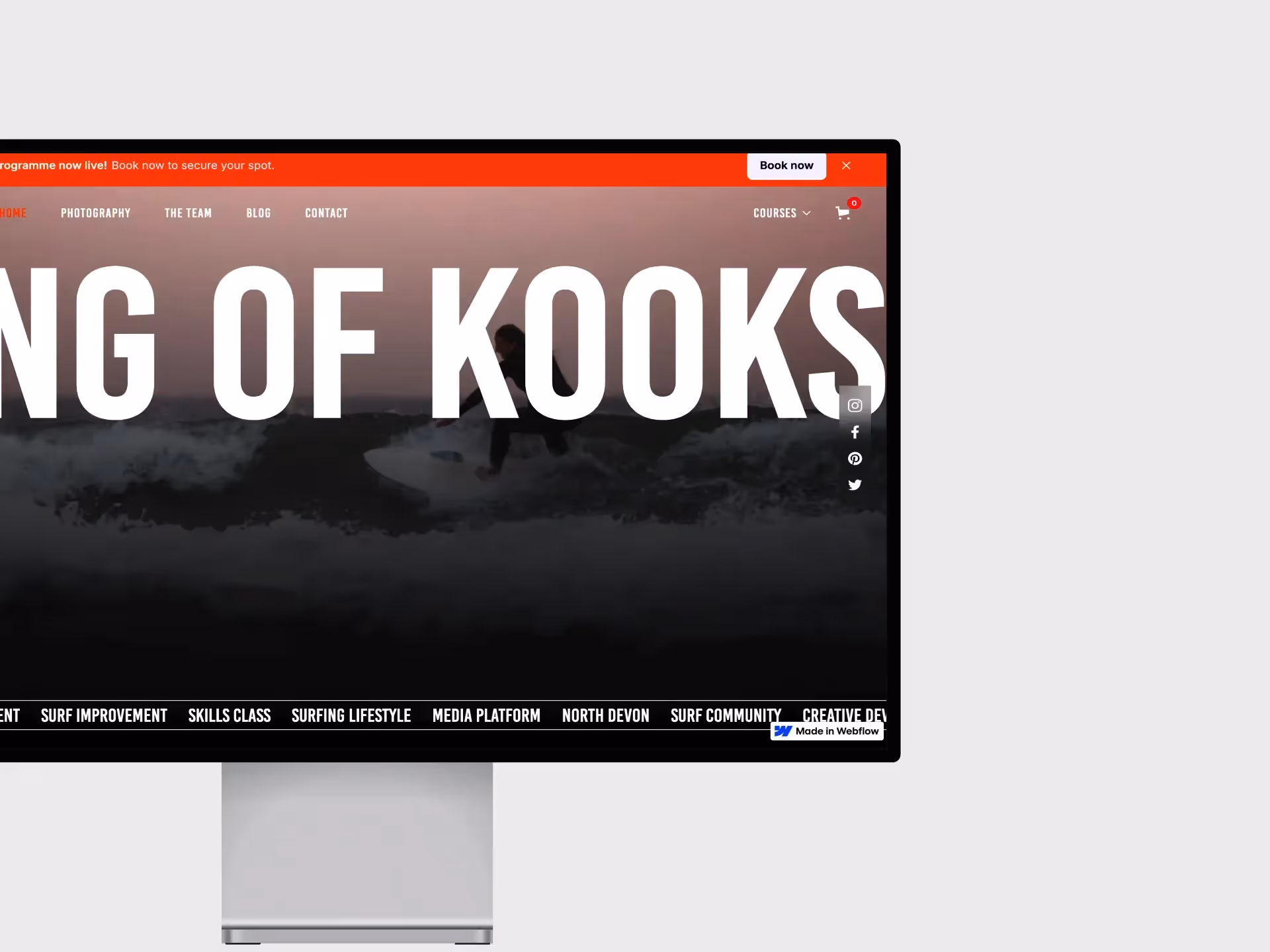 Mockup of the King of Kooks website