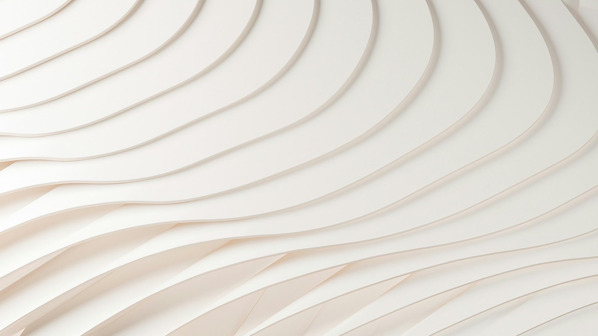 Geometric 3D cream render of shapes resembling waves