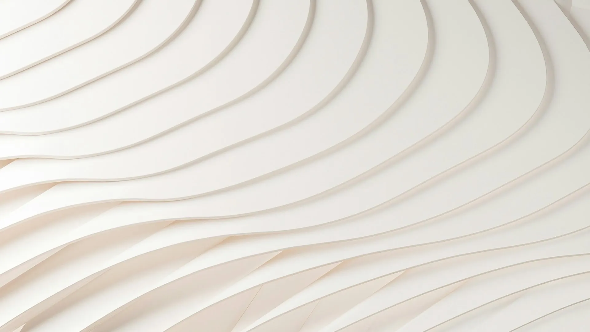 Geometric 3D cream render of shapes resembling waves