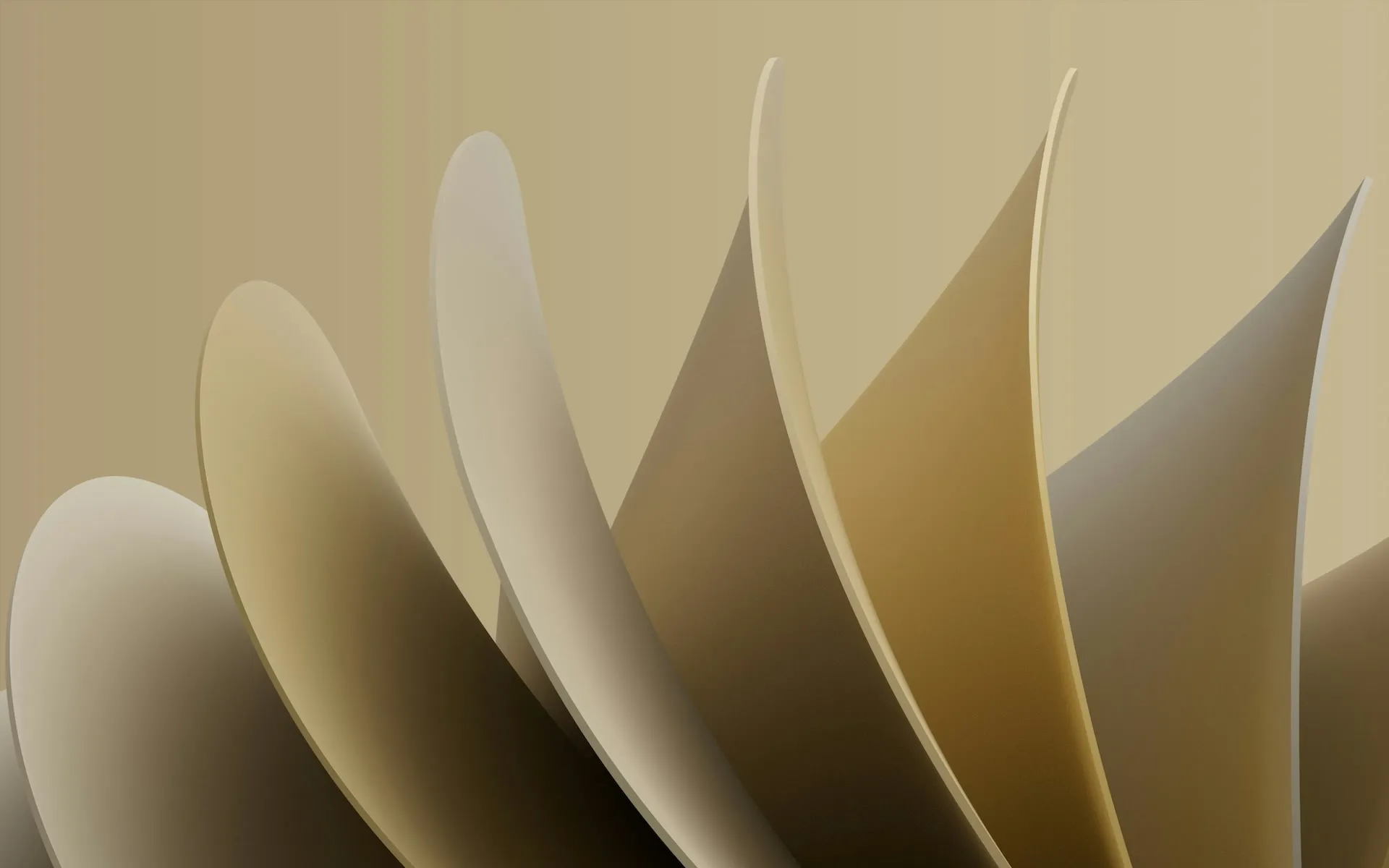 Geometric 3D cream render of shapes resembling pringles