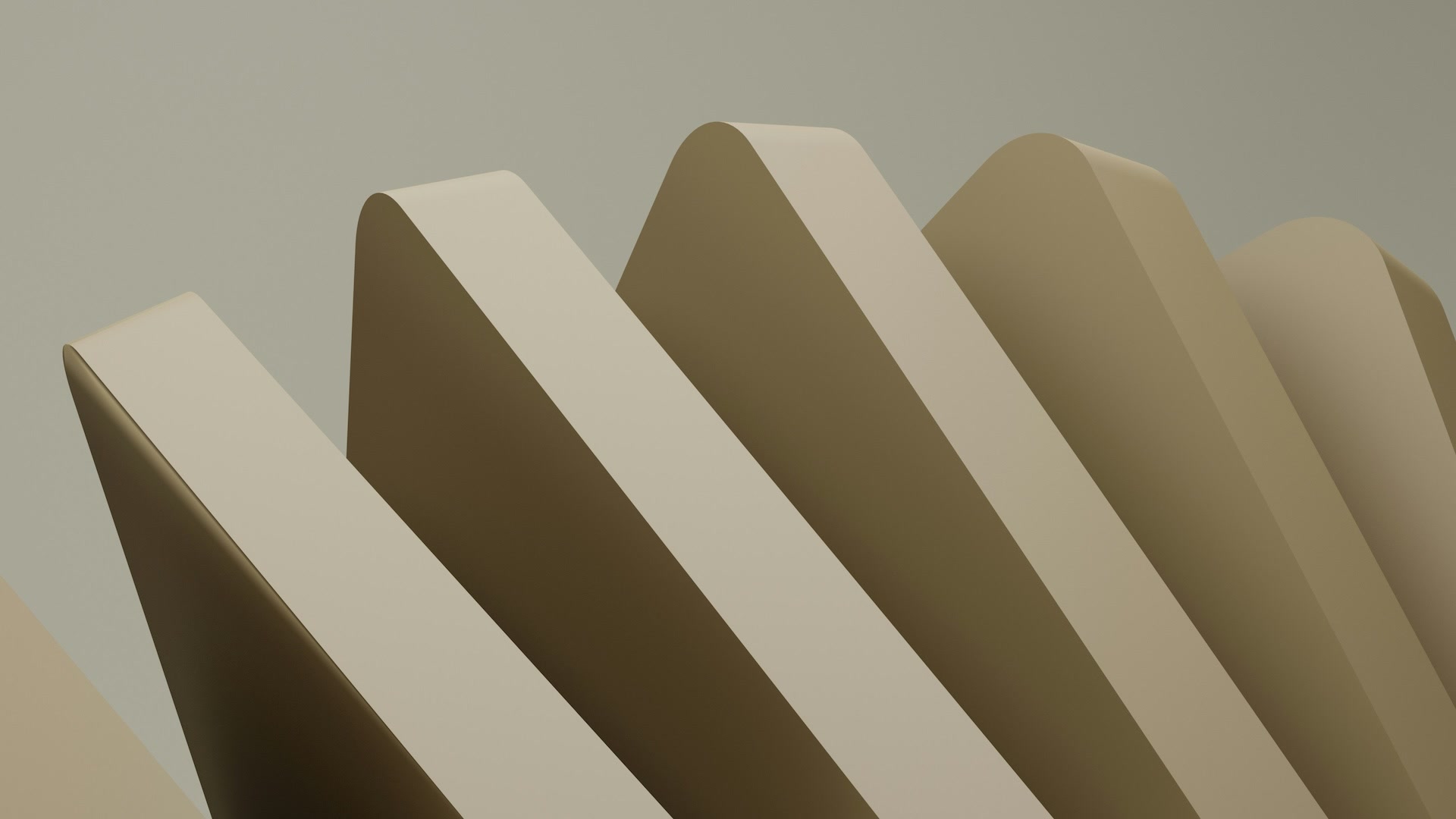 Geometric 3D cream render of shapes resembling blocks