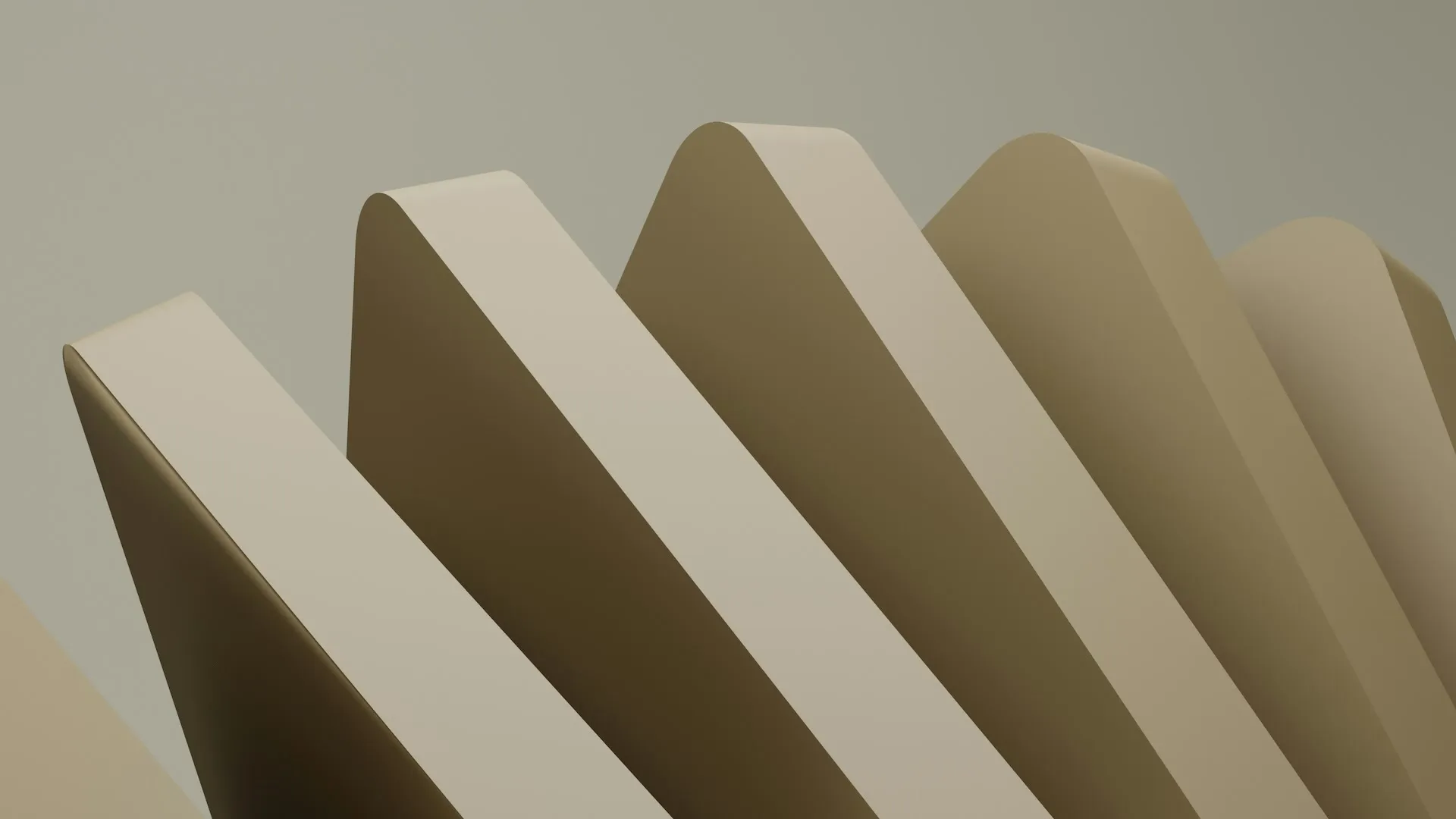 Geometric 3D cream render of shapes resembling blocks