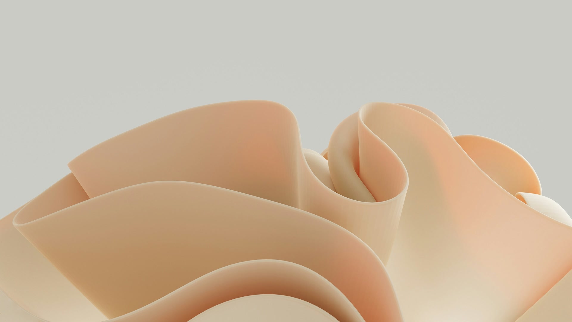 Geometric 3D cream render of shapes resembling folded leaves