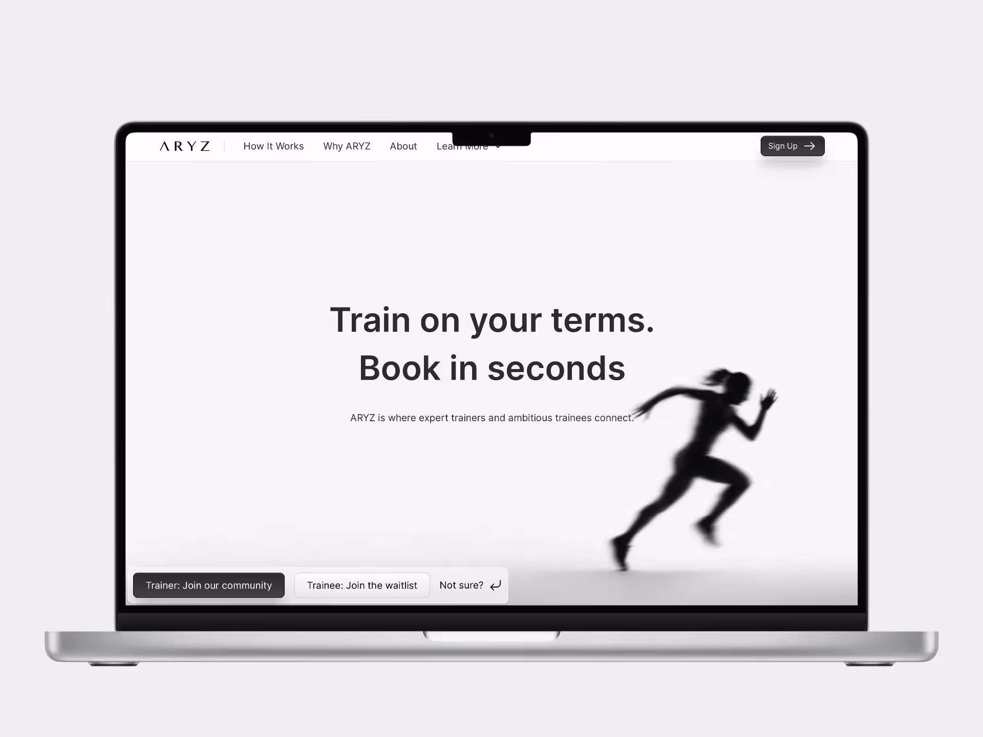 An image of the Aryz landing page