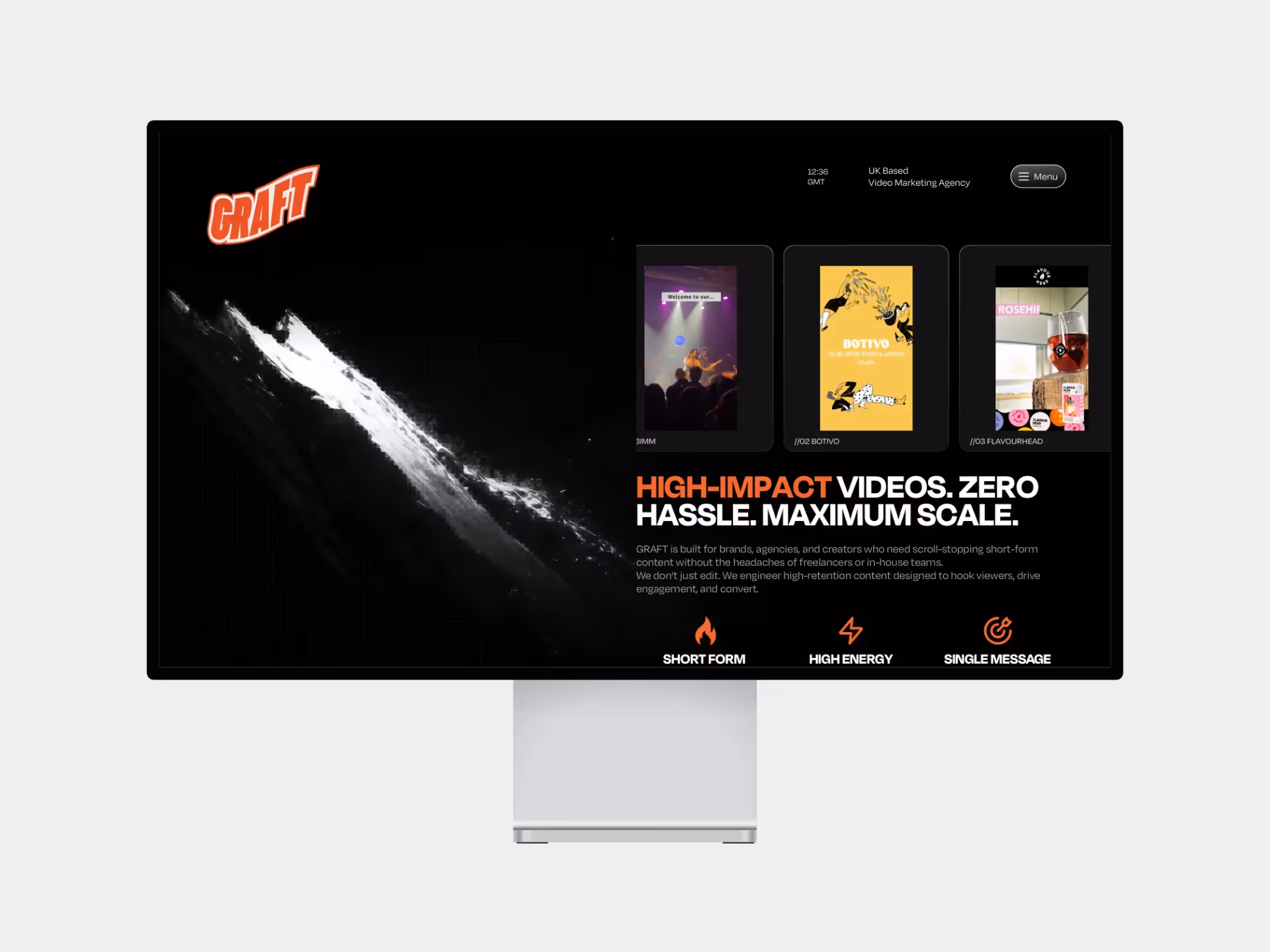 An image of the Graft website on a mac screen