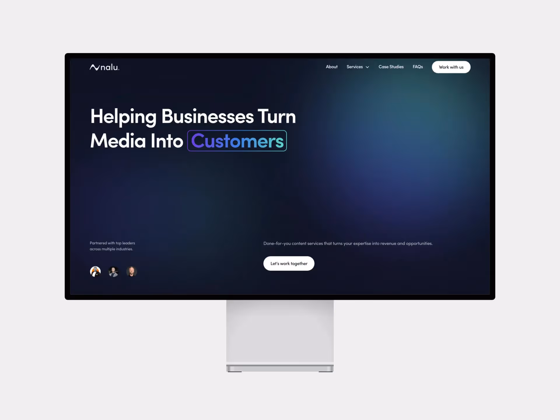 A mockup of the Nalu Partners landing page hero