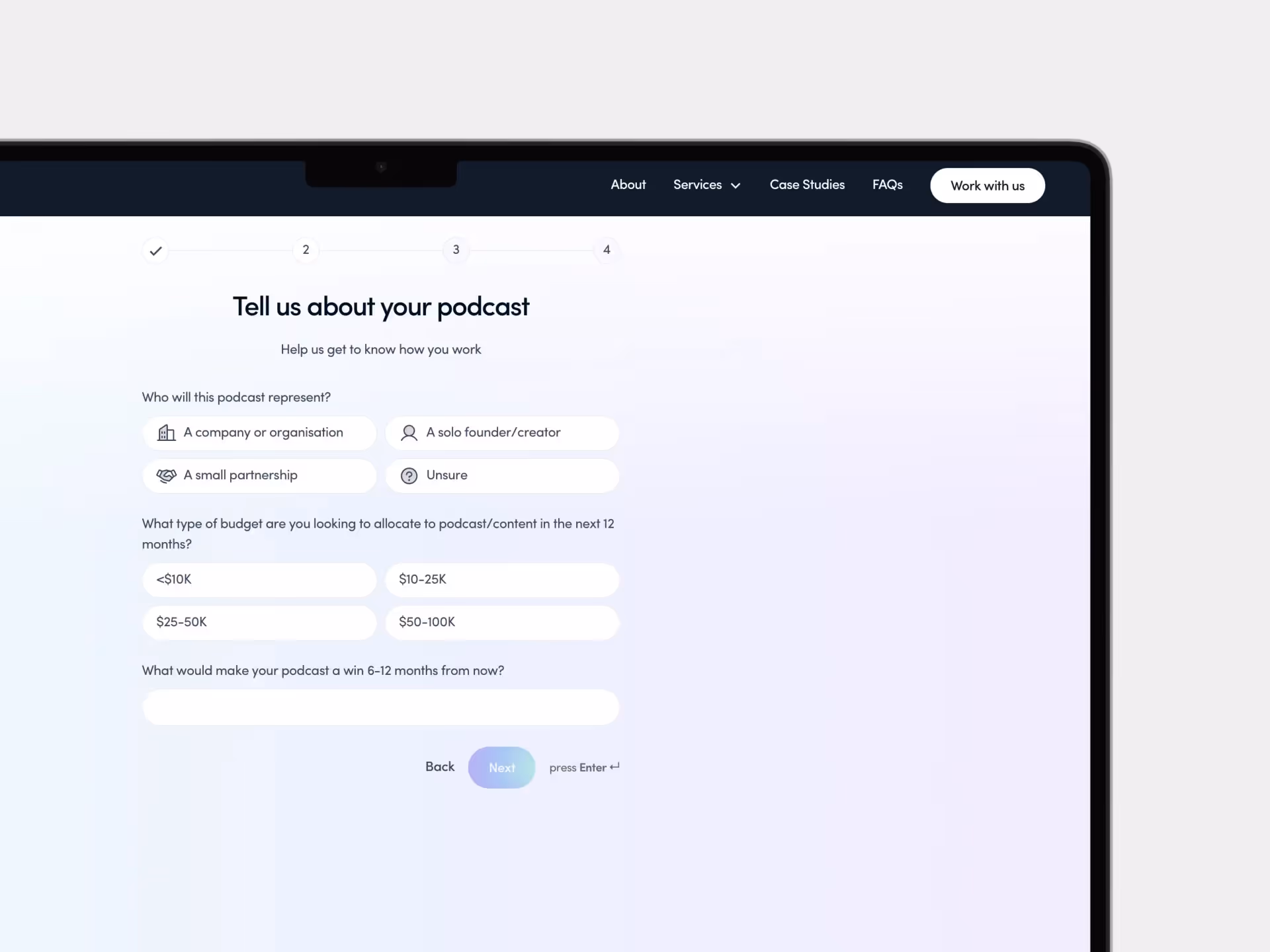 A mockup of the Nalu Partners assessment form on an Apple Macbook Pro
