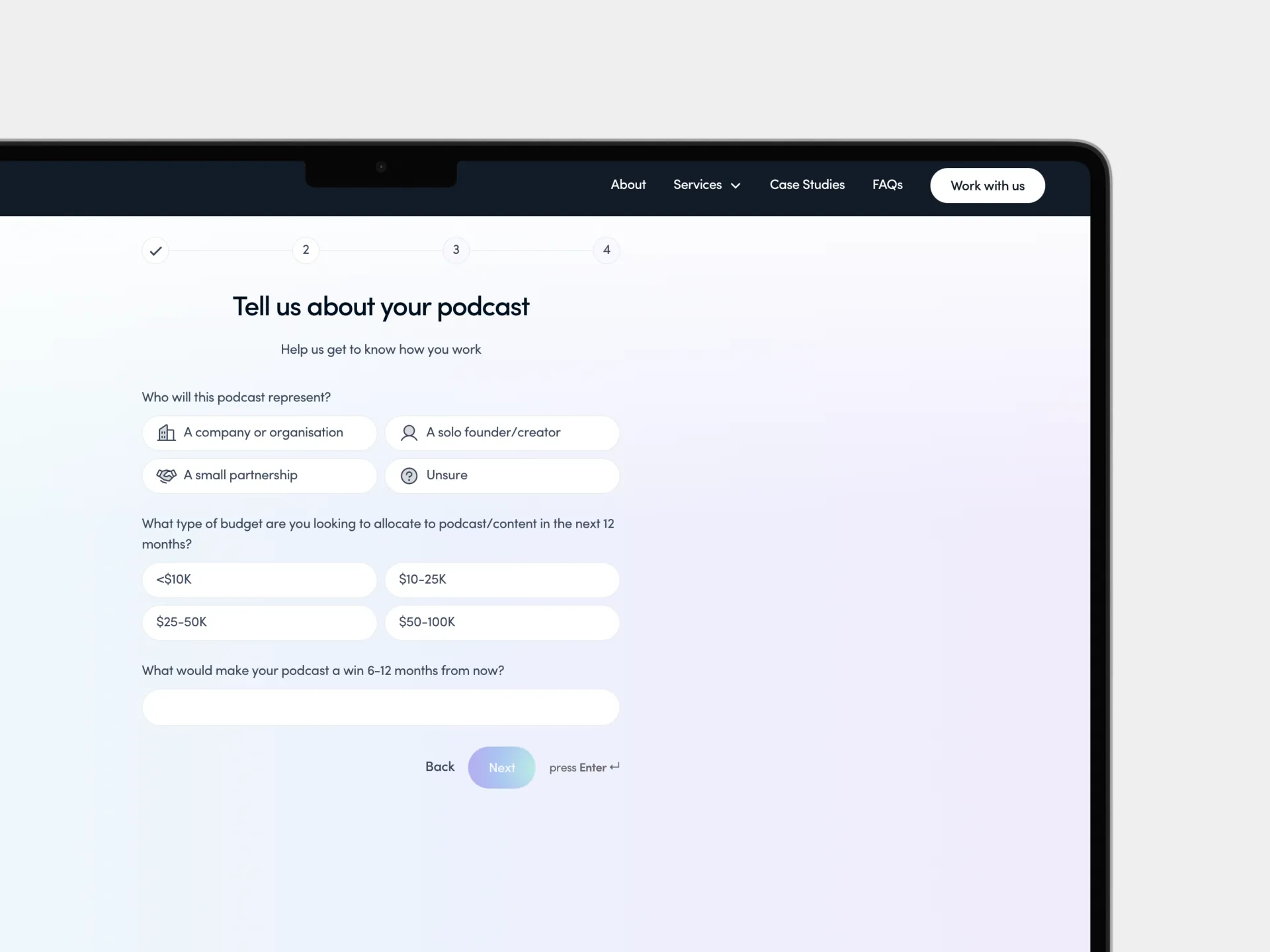 A mockup of the Nalu Partners assessment form on an Apple Macbook Pro