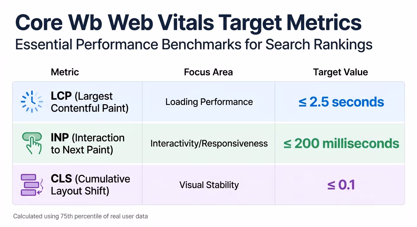 Core Web Vitals Target Metrics for SEO Performance