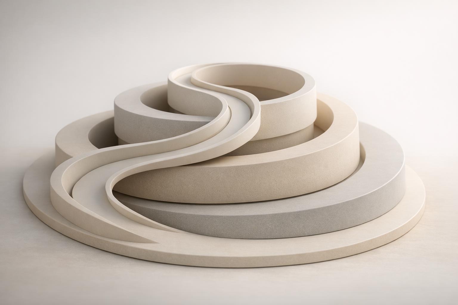 Abstract white and gray image, natural earth tones and shapes